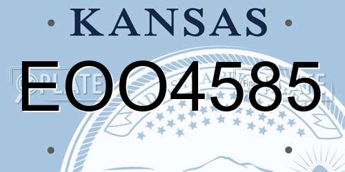 EOO4585 Kansas License Plate