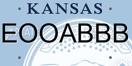 EOOABBB Kansas License Plate