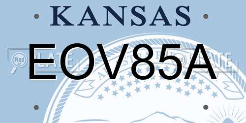 EOV85A Kansas License Plate