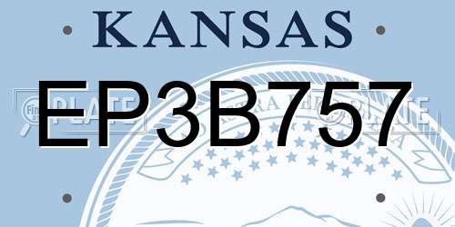 EP3B757 Kansas License Plate