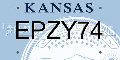 EPZY74 Kansas License Plate