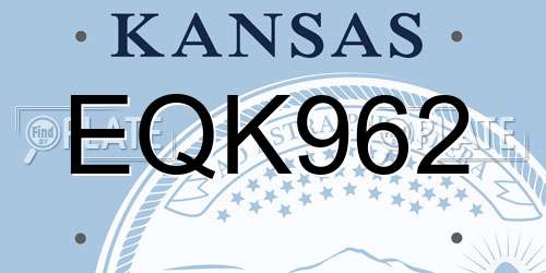 EQK962 Kansas License Plate