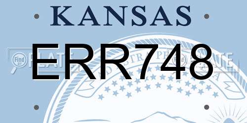 ERR748 Kansas License Plate