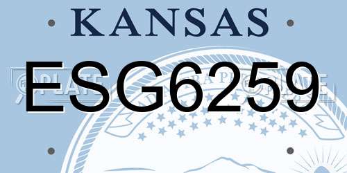 ESG6259 Kansas License Plate