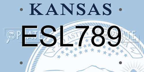 ESL789 Kansas License Plate