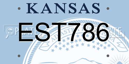 EST786 Kansas License Plate