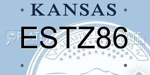 ESTZ86 Kansas License Plate