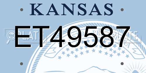 ET49587 Kansas License Plate