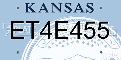 ET4E455 Kansas License Plate