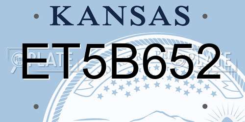 ET5B652 Kansas License Plate