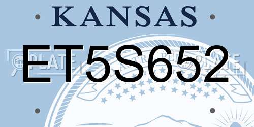 ET5S652 Kansas License Plate