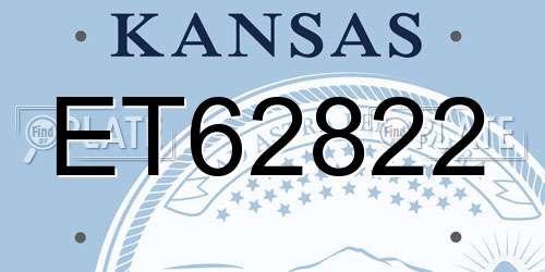 ET62822 Kansas License Plate