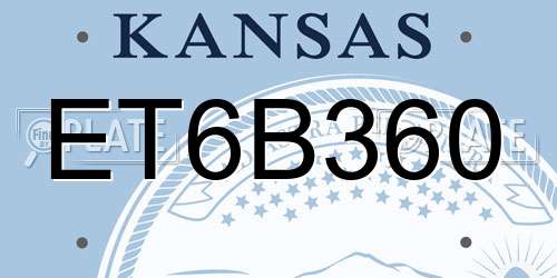 ET6B360 Kansas License Plate