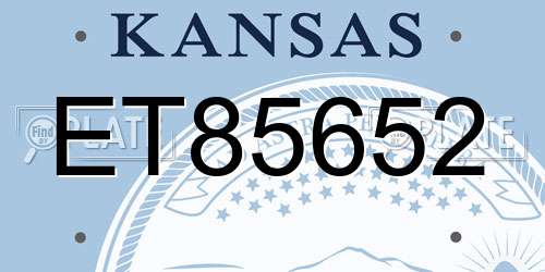 ET85652 Kansas License Plate