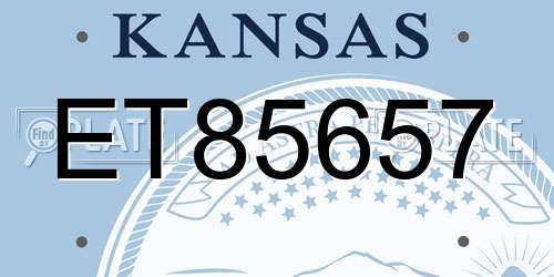 ET85657 Kansas License Plate