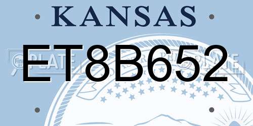 ET8B652 Kansas License Plate