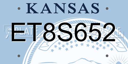 ET8S652 Kansas License Plate