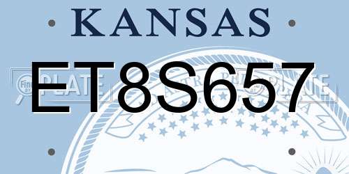 ET8S657 Kansas License Plate