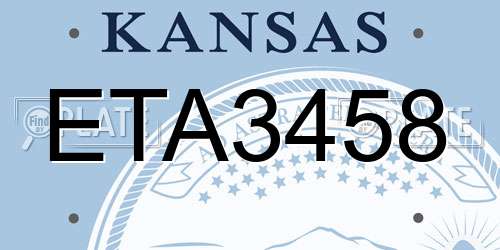 ETA3458 Kansas License Plate