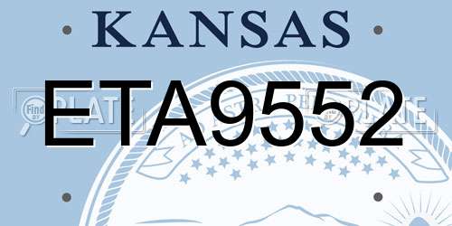 ETA9552 Kansas License Plate