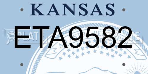 ETA9582 Kansas License Plate