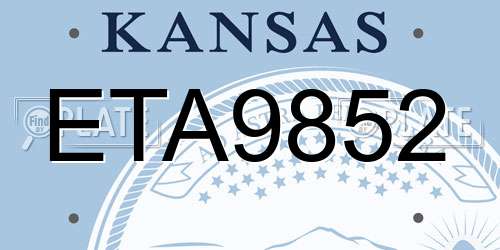 ETA9852 Kansas License Plate