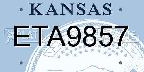 ETA9857 Kansas License Plate