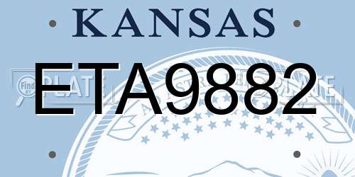 ETA9882 Kansas License Plate