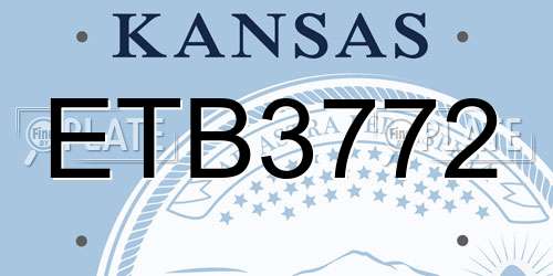 ETB3772 Kansas License Plate