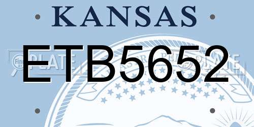 ETB5652 Kansas License Plate