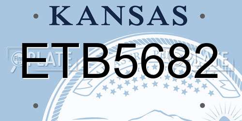 ETB5682 Kansas License Plate