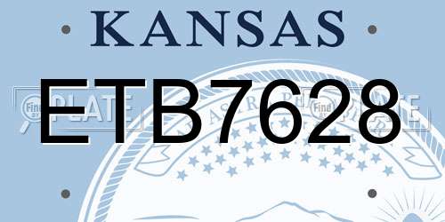 ETB7628 Kansas License Plate