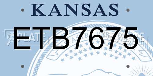 ETB7675 Kansas License Plate