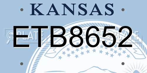 ETB8652 Kansas License Plate