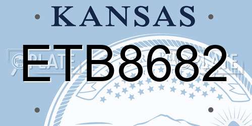ETB8682 Kansas License Plate