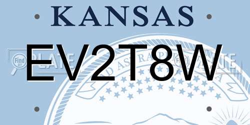 EV2T8W Kansas License Plate
