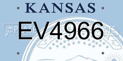 EV4966 Kansas License Plate