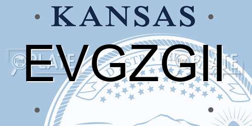 EVGZGII Kansas License Plate
