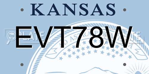 EVT78W Kansas License Plate