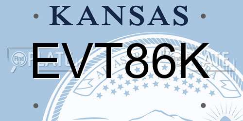 EVT86K Kansas License Plate