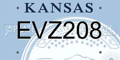 EVZ208 Kansas License Plate