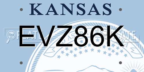EVZ86K Kansas License Plate