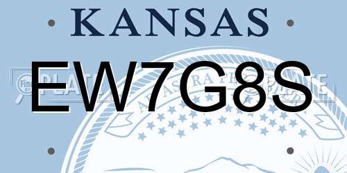 EW7G8S Kansas License Plate