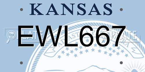 EWL667 Kansas License Plate