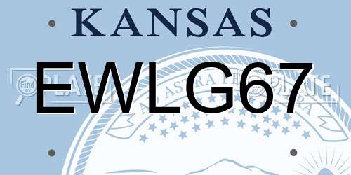 EWLG67 Kansas License Plate