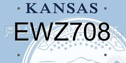 EWZ708 Kansas License Plate