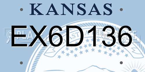 EX6D136 Kansas License Plate