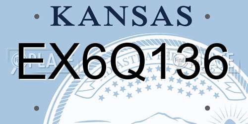 EX6Q136 Kansas License Plate