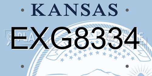 EXG8334 Kansas License Plate