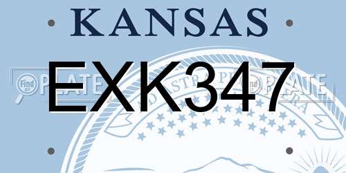 EXK347 Kansas License Plate